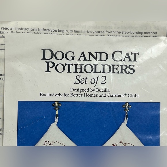 Bucilla Dog Cat Potholders Embroidery Kit 1984 Better Homes Garden Clubs NOS - Picture 4 of 5